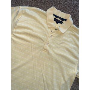 Tommy Hilfiger Mens Polo Shirt Striped 100% Cotton Short Sleeve Yellow Size Larg